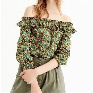J. Crew Elephant Print Off the Shoulder Top Size 0